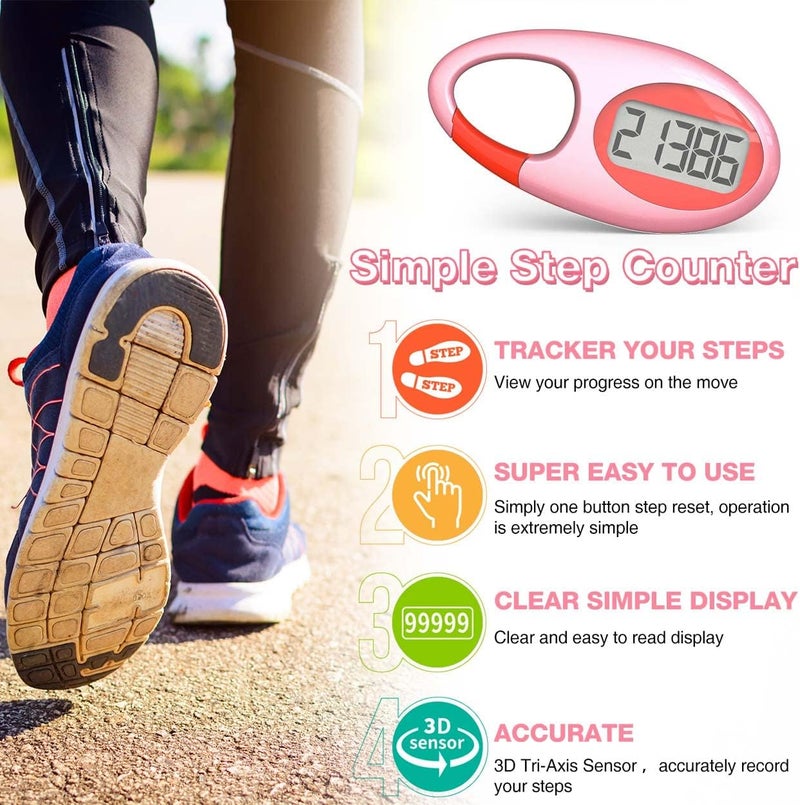 synwoo Simple 3D Step Counter, Walking Pedometer, Steps Tracker with Neck Lanyard/Carabiner for Men Women Teens Adults Seniors - Image 2